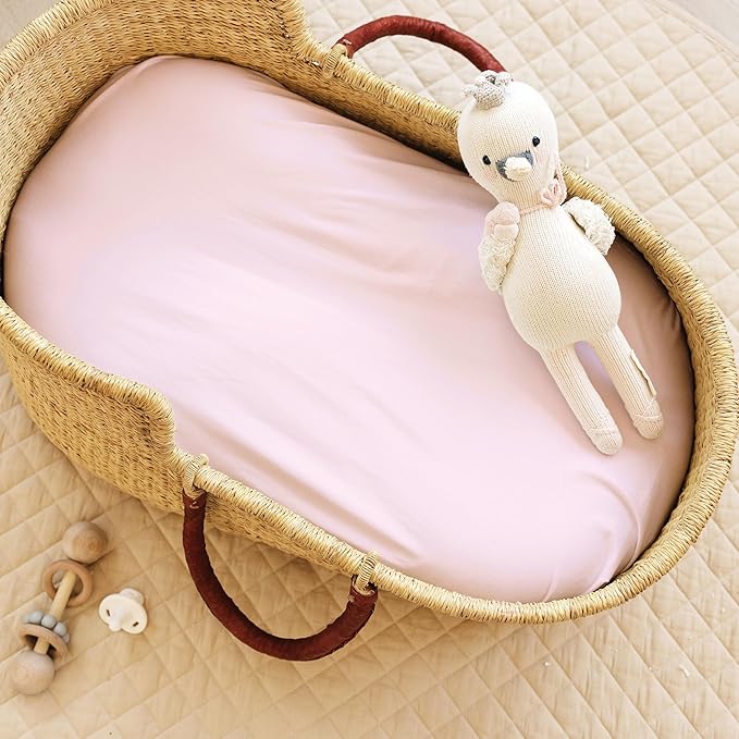 Baby Bassinet Sheets for Boy, Girl (Unicorn Blossom) 2-Pack - Fitted Bedside Bassinet Sheets - Buttery Soft Cotton Blend for Standard Mattress Pad - Compatible with Halo BassiNest