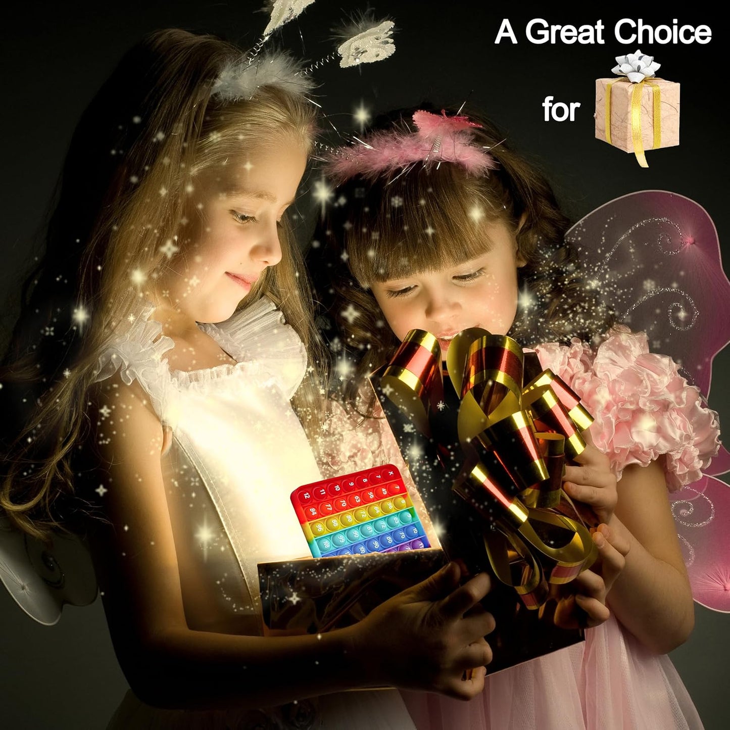 Multiplication Chart Math Games Pop Fidget Toys Counting Popper Board Stress Reliever Gifts for Kids ADHD Popping Game to Practice Times Math Ability Early Education with Card(12x12 Rainbow)