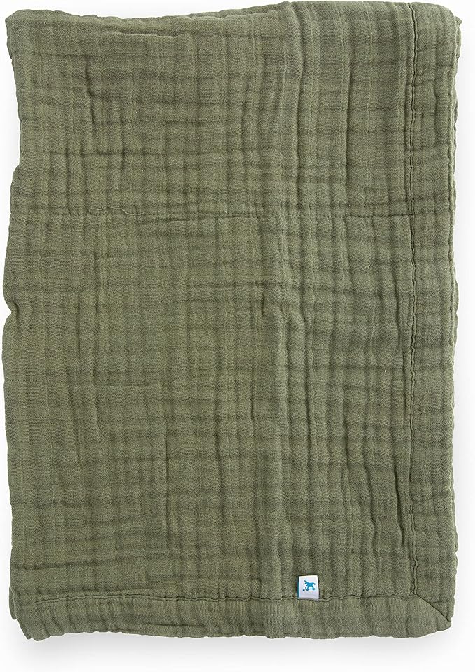 Little Unicorn Newborn Receiving Quilt | Ultra- Soft, Multi-Layered Muslin Fabric | Gift for Newborns & on-The-go (Fern)