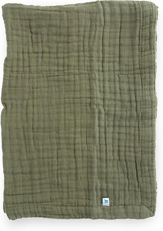 Little Unicorn Newborn Receiving Quilt | Ultra- Soft, Multi-Layered Muslin Fabric | Gift for Newborns & on-The-go (Fern)