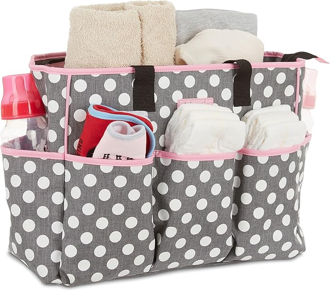 Disney Cudlie Diaper Tote Bag for Moms | Large Spacious Travel Diaper Tote for Baby Boy and Girl | 17-Inches Wide Multi-Functional Baby Bag with Cute Patterns