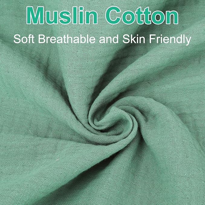 2 Pack Muslin Fitted Crib Sheets for Baby Girls & Boys-Neutral Breathable Crib Mattress Protector for Standard Crib Mattress (28"x 52") -Soft No Slip Toddler Cotton Bedding-Green & Grey