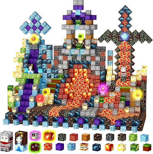 Magnetic Blocks 208 PCS Magnetic Building Blocks Cubes Gift Set for Boys and STEM Learning Preschool Learning Construction Toys