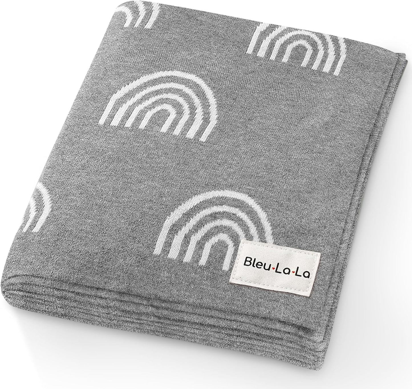 Gender Neutral Receiving Blanket 100% Cotton Buttery Soft Cozy Receiving Swaddle Crib Stroller Blanket for Shower Gift Registry for Newborns, Infants, Toddlers (Rainbow - Grey)