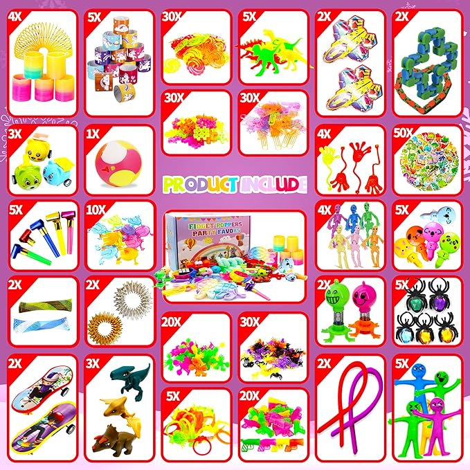 1000+ PCS Party Favors for Kids, Fidget Toys Pack, Birthday Gift,Christmas Stocking Stuffers,Christmas Gift,Treasure Box, Goodie Bag Stuffers, Carnival Prizes,Pinata Filler Sensory Toy for Classroom