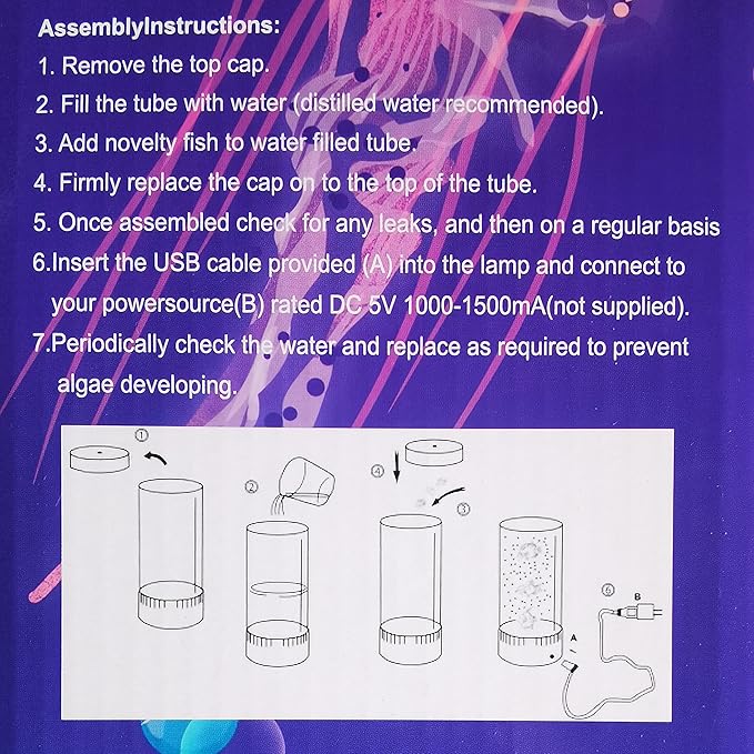 Bubble Fish Lamp, LED Aquarium Sensory Light, 1ft Colorful Bubble Tube for Bedroom, Kids Room, Living Room, Party