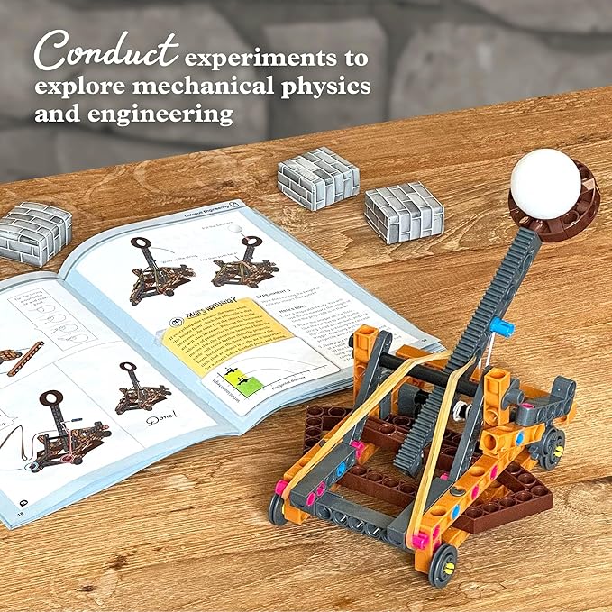 Thames & Kosmos Catapult Engineering STEM Maker Kit, Build 6 Models of Unique Medieval Machines, Explore Mechanical Physics, Includes Safe Foam Balls & Soft-Tipped Projectiles, Suitable for Ages 8+