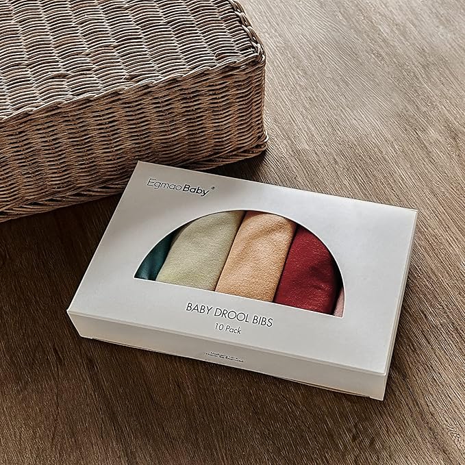 10 Pack Cotton Snap Bibs for Baby Boy Girl, Super Soft Drool Bibs for Teething and Feeding