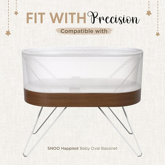 Bassinet Fitted Sheets - Compatible with SNOO Happiest Baby Oval Bassinet | 100% Organic Muslin Cotton - Light Blue + Dark Blue | 30x16 (2 Pack)