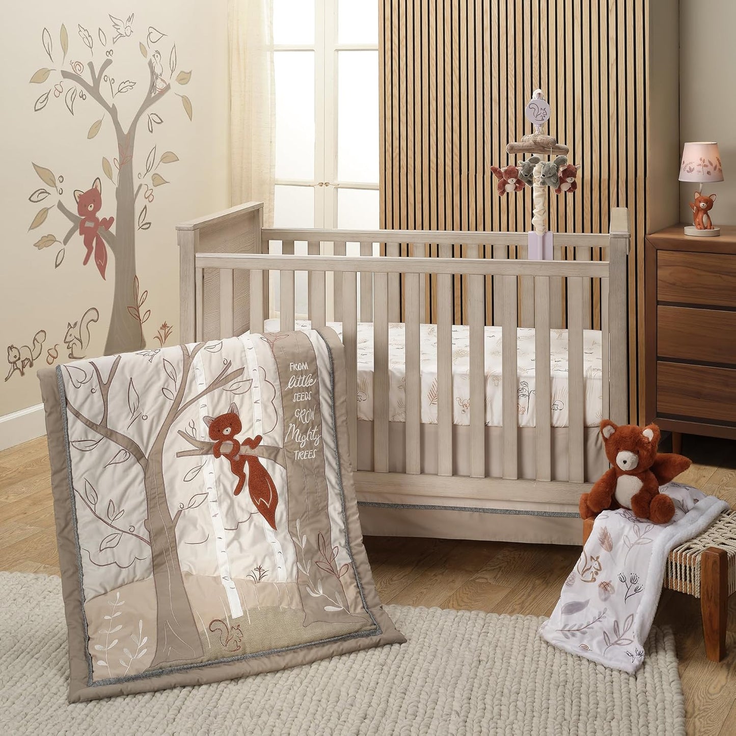 Lambs & Ivy Treetop Fox Woodland Tree Nursery 3-Piece Baby Crib Bedding Set