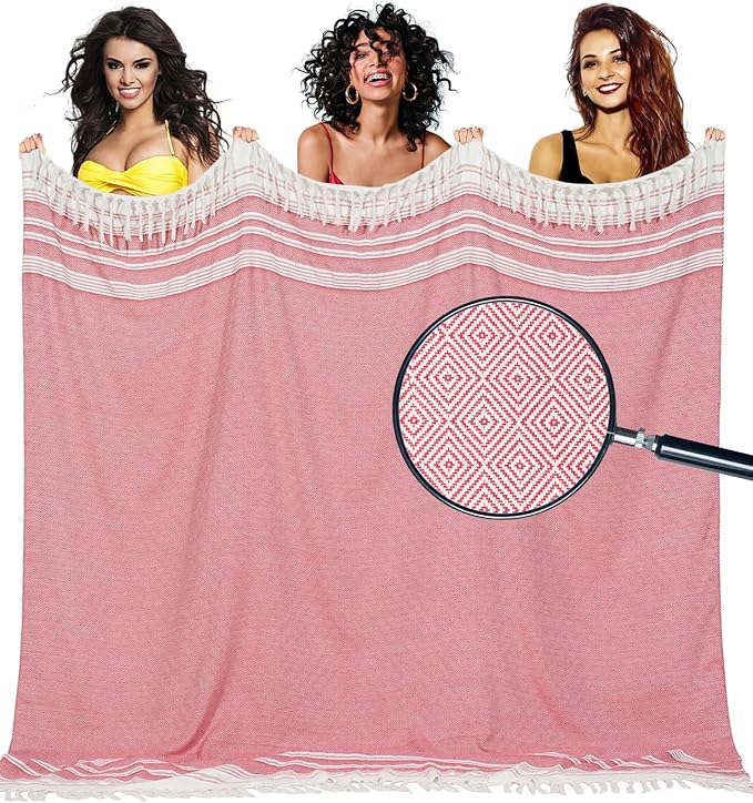 Oversized Turkish Beach Towel Blanket Cotton Giant XL Sandproof Towels Huge Linen XXL Extra Large Big Throw Quilt Blankets for Adults Cloud Travel Camping Glamping Accessories Essentials