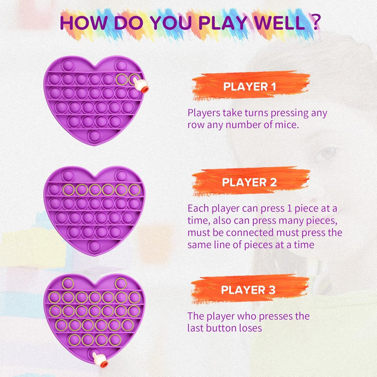 4 Pack Pop it Fidget Toys, Silicone Push Pop Fidget Toy for Kids & Adults, Stress Relief Bubble Toys for Learning Education Office Classroom ect