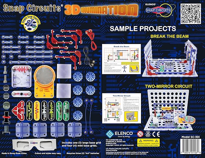 Snap Circuits 3D Illumination Electronics Exploration Kit | Over 150 STEM Projects | Full Color Project Manual | 50 Parts | STEM Educational Toys for Kids 8+
