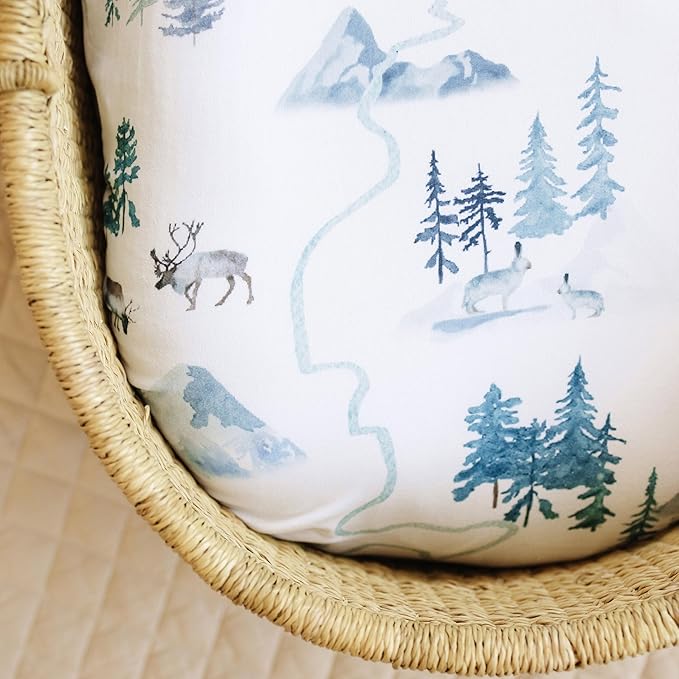 Baby Bassinet Sheets for Boy, Girl (Arctic Journey) 2-Pack - Fitted Bedside Bassinet Sheets - Buttery Soft Cotton Blend for Standard Mattress Pad - Compatible with Halo BassiNest