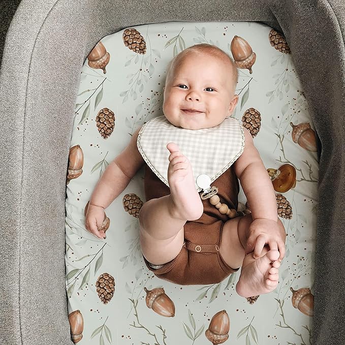 Pack n Play Sheets, BROLEX 2 Pack Mini Crib Sheets,Stretchy Portable Fitted Playard Sheet Set, Convertible Playard Mattress Cover,Ultra Soft Breathable Material,Bunny Nuts