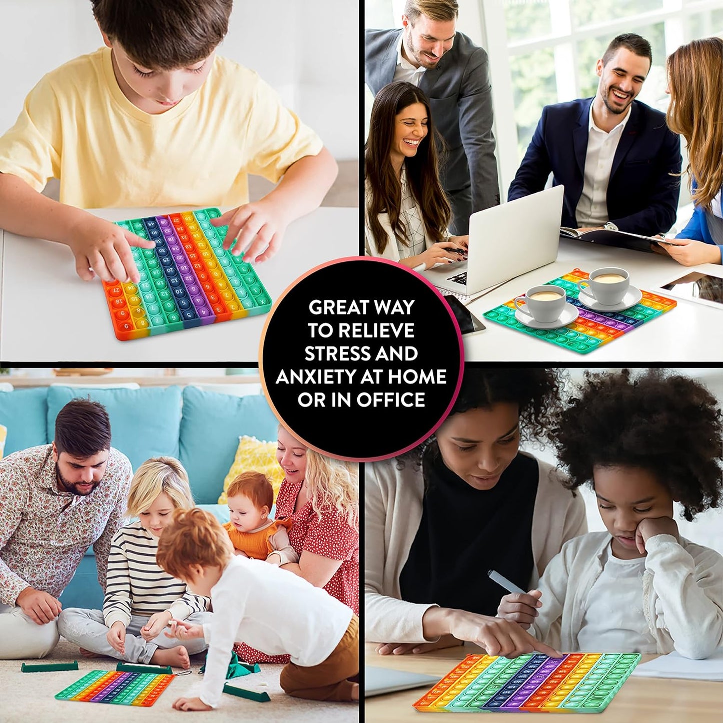 Multiplication Game Chart Pop It Fidget Math Manipulatives Games Table Rainbow Reversible Sensory Toys Flash Cards Stress Popper Relief Anxiety ADHD Autism Adults Kids Childre