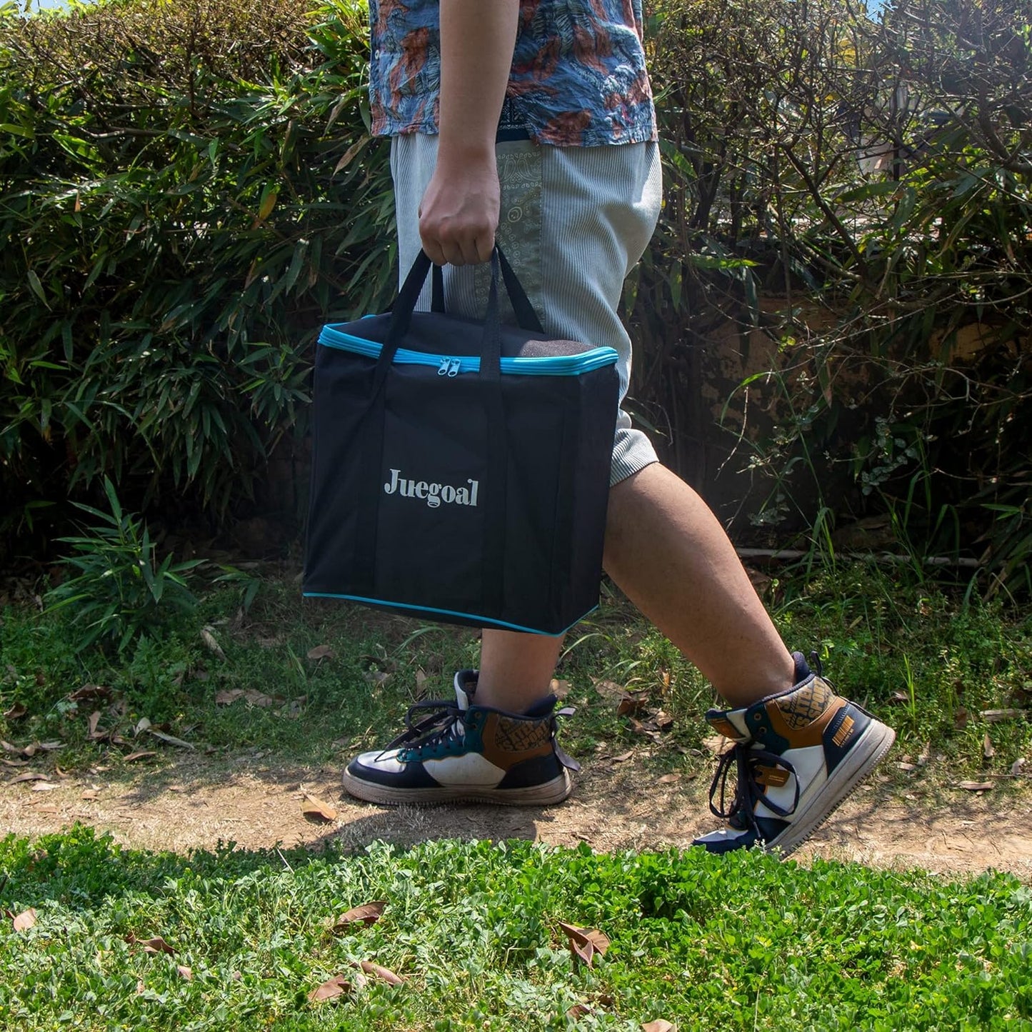 Juegoal 54 Piece Giant Tumble Tower, Wooden Block Game with Gameboard, Canvas Bag for Outdoor Yard Playing,6.9 x 6.9 x 24 Inches