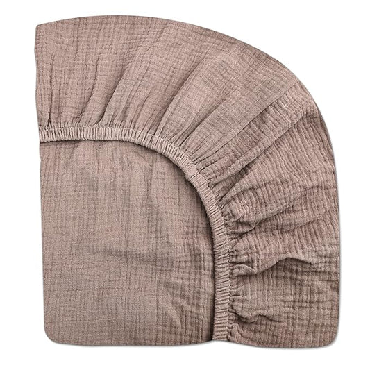 Crib Sheets for Boys Girl, Fitted Baby Toddler Bed Sheets 28" x 52", Neutral Muslin Cotton Crib Mattress Bedding Soft and Breathable Comfort (Vintage Taupe)