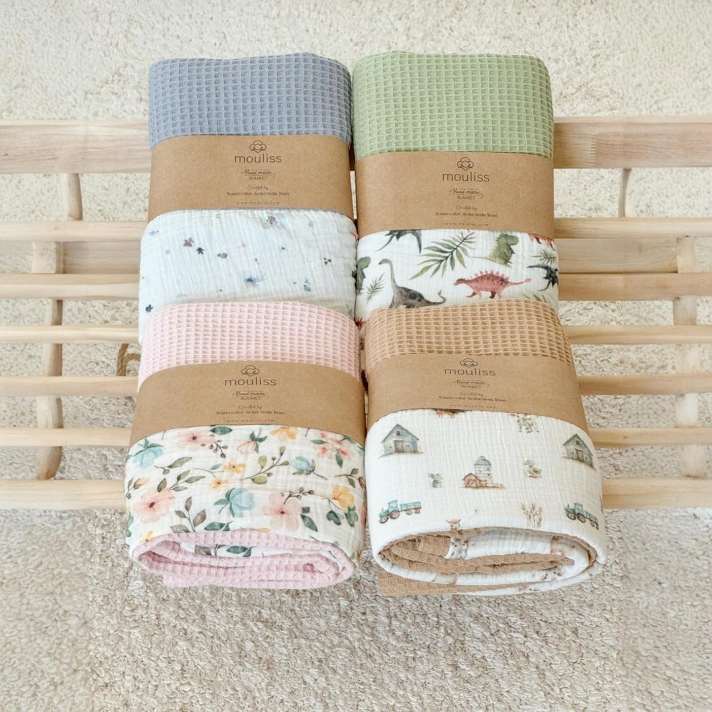 Personalized Baby Blanket with Name – Handmade 100% Organic Cotton Newborn Gift | Custom Knit Blanket for Boys, Girls, Kids & Baby Showers