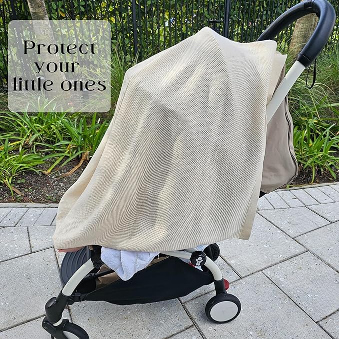 Peekaboo Knit Breathable Nursing Cover Up For Breastfeeding - Soft Organic Cotton & Cashmere Breast Feeding Covers For Women - Privacy Feature - Includes Mesh Laundry Bag (Beige)