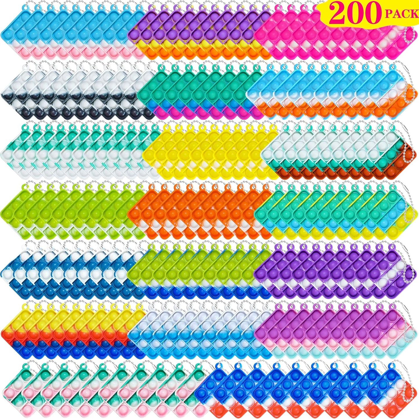200 Pcs Mini Pop Bubble Fidget Toys for Party Favors, Pop Toy Bulk for Party Favor, Classroom Student Prizes Christmas Easter Basket Goodie Bag Stuffers Valentine for Kids