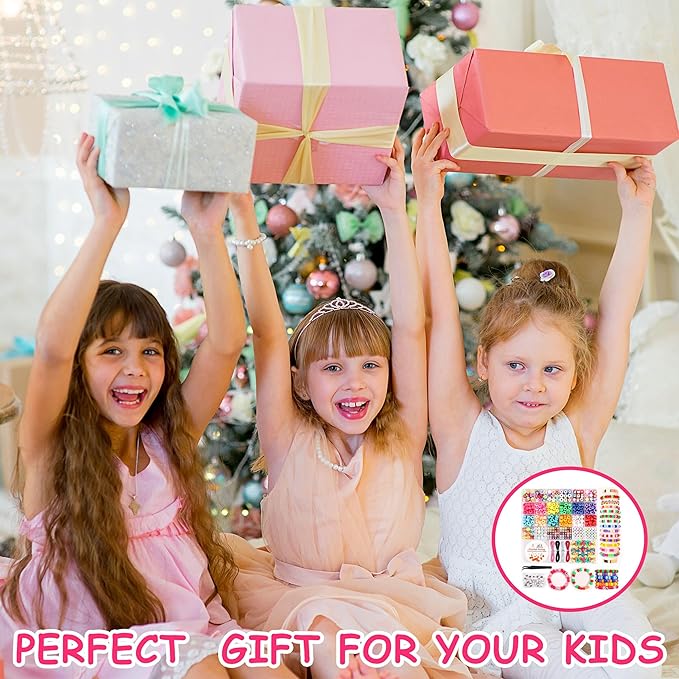 Bracelet Making Kit for Beginners - Smile Face, Letter, Clay Beads for Jewelry Making Friendship Bracelets - DIY Arts and Crafts Christmas Gifts Toys for Kids Age 6+