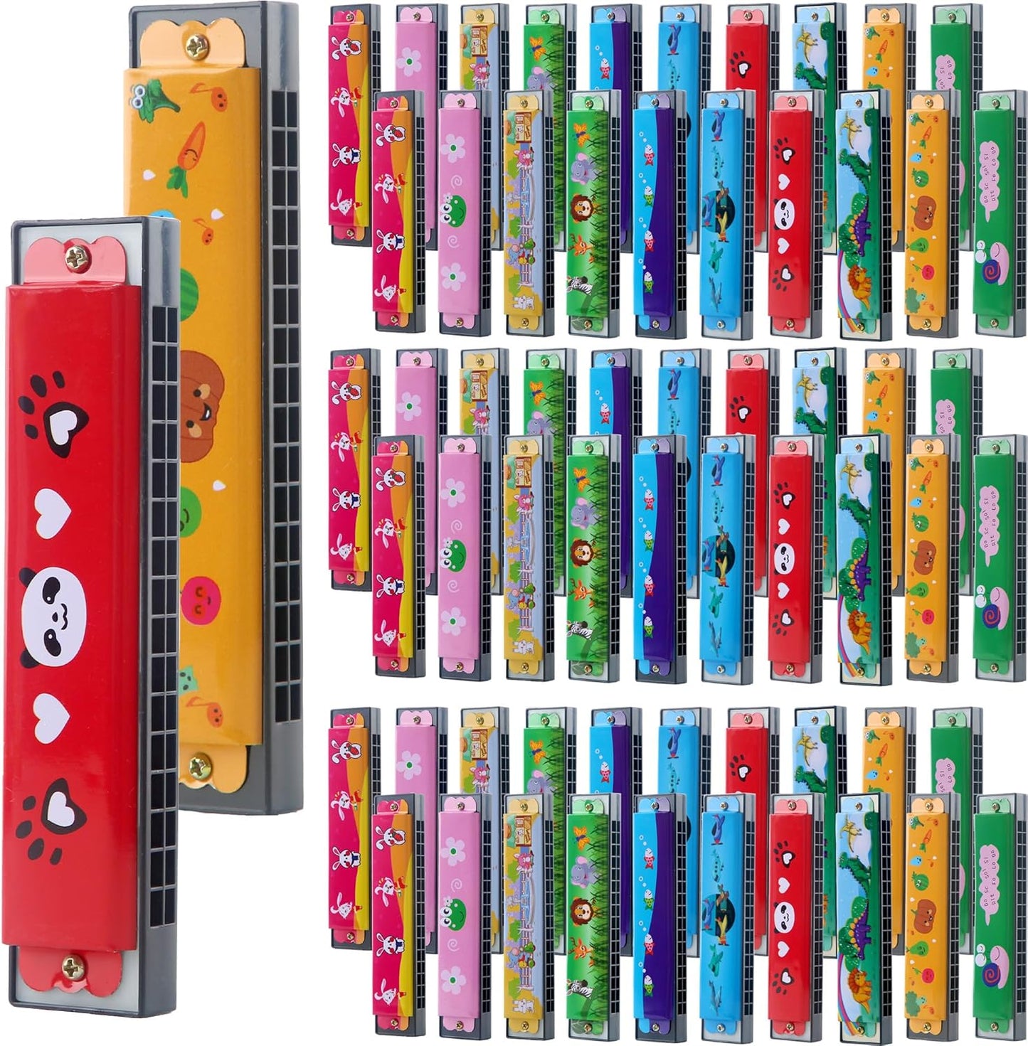 15 Pack Harmonica Toy for Kids Cartoon Harmonica with Double Row of 16 Holes Musical Instrument Toy for Toddler Kids Adult Beginners' Musical Instrument Toy Gift, Random Color Pattern