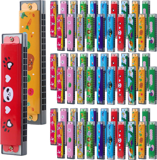 15 Pack Harmonica Toy for Kids Cartoon Harmonica with Double Row of 16 Holes Musical Instrument Toy for Toddler Kids Adult Beginners' Musical Instrument Toy Gift, Random Color Pattern
