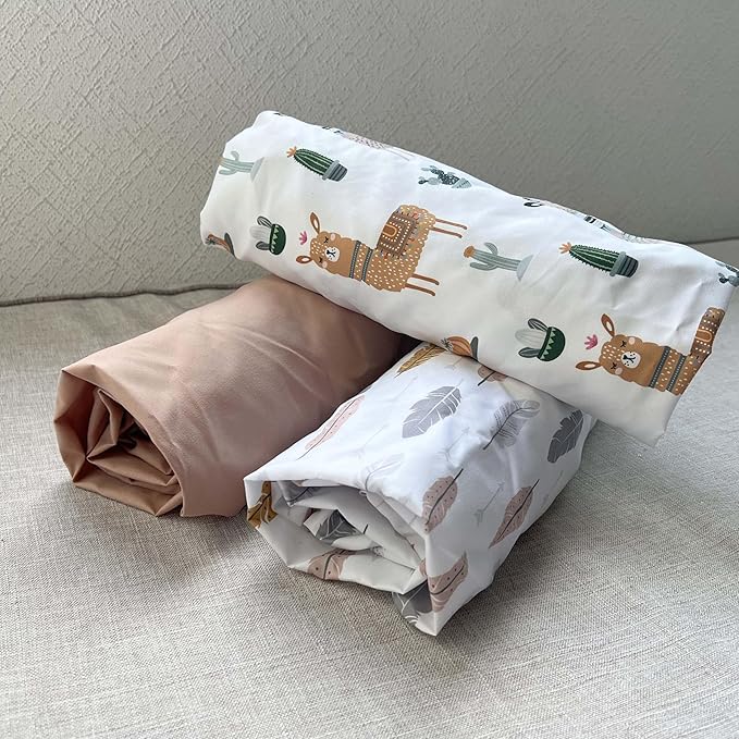 AMROSE 3 Pack Heavenly Soft Bassinet Sheets for Baby Universal Fitted for Various Cradle and Bassinet Mattress Pad, Silk Touch Gentle Breathable Microfiber, Alpaca & Feather