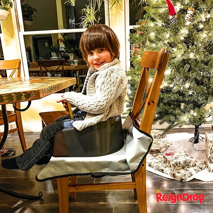 ReignDrop Booster Seat Cover Protector – Water-Proof High Chair Seat Protector Pad – Large Dining Room Chair Seat Protector – Includes Wash Bag – Easy to Maintain – Anti-Slip Backing