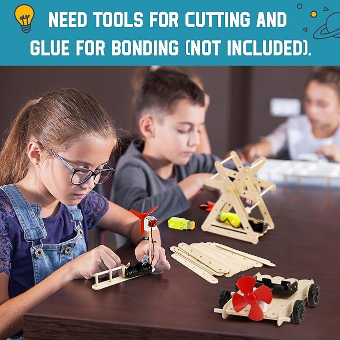 Sntieecr 6 Set DC Motor Kit, 159PCS STEM Mini Electric Motor Kit for DIY Science Projects, Science Experiment Educational Learning Kit for Kids Ages 8+