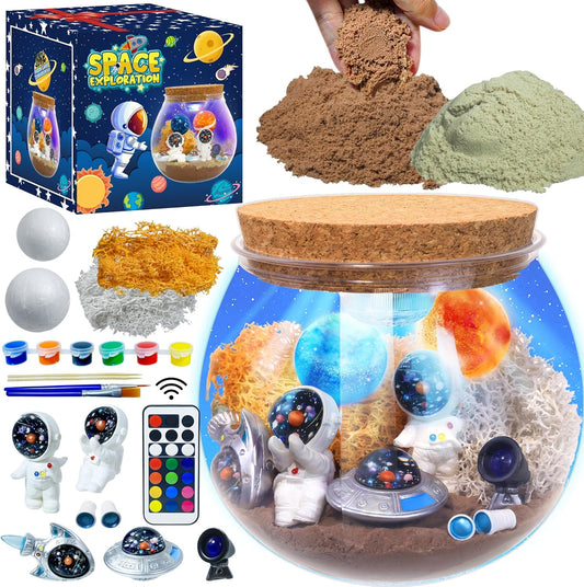 Astronauts Light Up Terrarium Kit for Kids DIY Space Toys Painting Kits Astronauts Toys Birthday Gift for Boys and Girls Ages 4 5 6 7 8-12 Year Old - Kids Arts & Crafts Kit