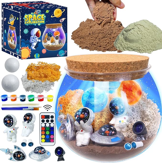 Astronauts Light Up Terrarium Kit for Kids DIY Space Toys Painting Kits Astronauts Toys Birthday for Boys and Girls Ages 4 5 6 7 8-12 Year Old - Kids Arts & Crafts Kit