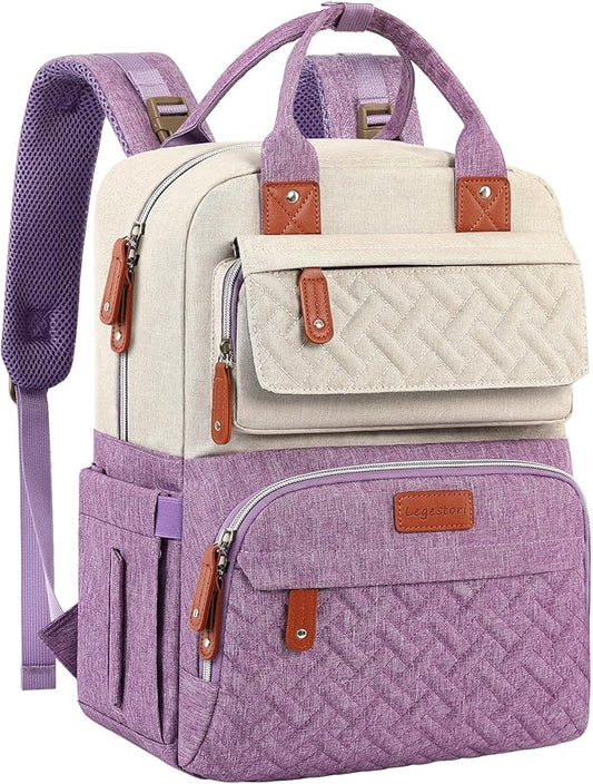 Diaper Bag Backpack, Large Unisex Baby Bags for Boys Girls, Purple Baby Nappy Diaper Bag, Multipurpose Travel Back Pack for Moms Dads with Insulated Pockets and Stroller Straps