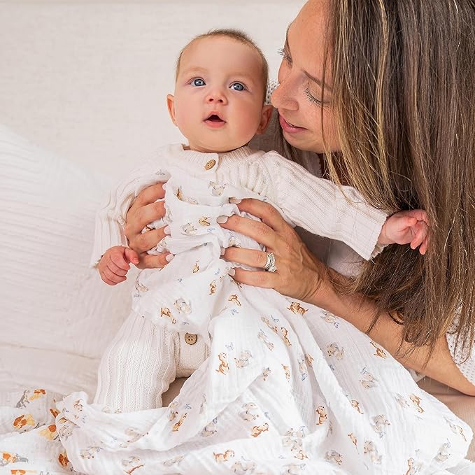 aden + anais Essentials Disney Baby Muslin Swaddle Blankets, Newborn Receiving Blanket for Swaddling, 100% Cotton Baby Swaddle Wrap, 4 Pack, Disney + Friends