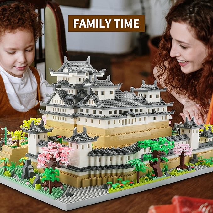 Japanese Micro Building Blocks Sets for Adults 10080 PCS Japan Himeji Castle with Cherry Blossoms Model Kit Big Architecture Landmarks Collection Kit