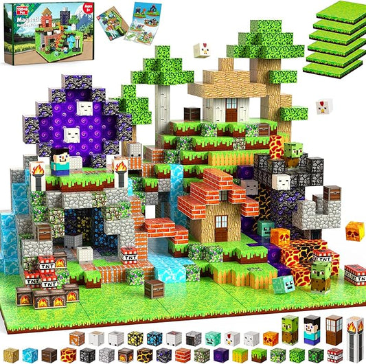 150 PCS Magnetic Blocks - Magnetic Building Block with 6 Baseplate, Stacking Magnets for Kids, Sensory Toy for Toddlers STEM Learning, Birthday Gifts for 3+ Years Old Boys Girls
