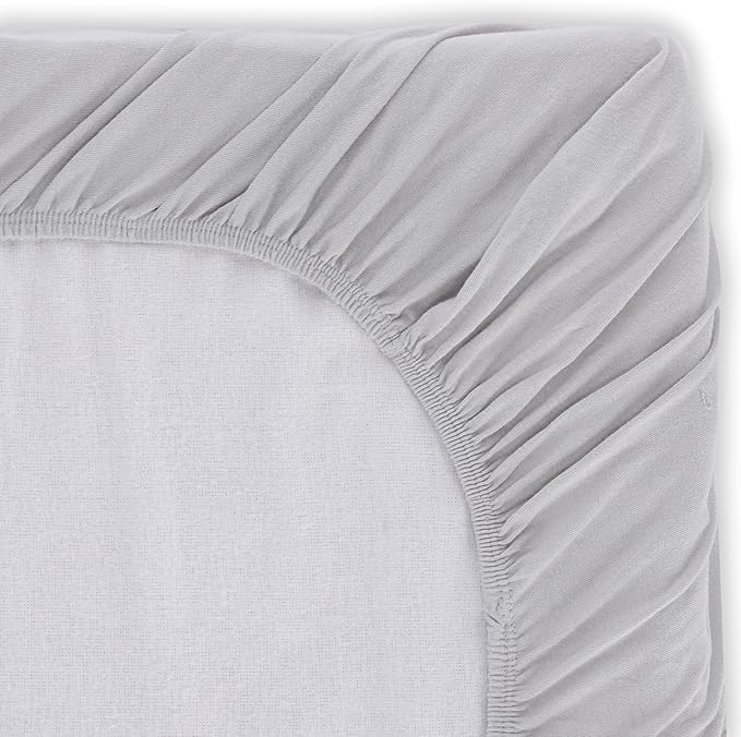 Featherhead™ 2-Pack Fitted Crib Sheets - 100% Cotton - 52" x 28" x 9" for Standard Crib and Toddler Mattress (Bassinet Sheets - White/Grey)