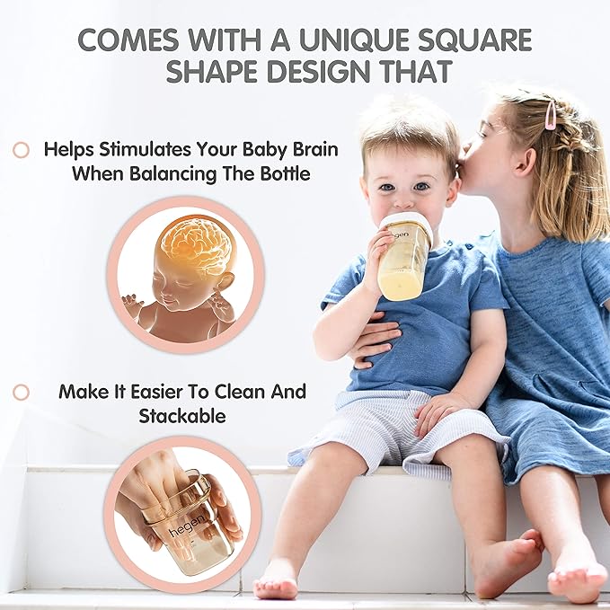 hegen Newborn Baby Bottle Basic Starter Kit- PPSU Bottle for Babies, Medium & Slow Teat- Breast Milk Storage Lids and Secure Seals