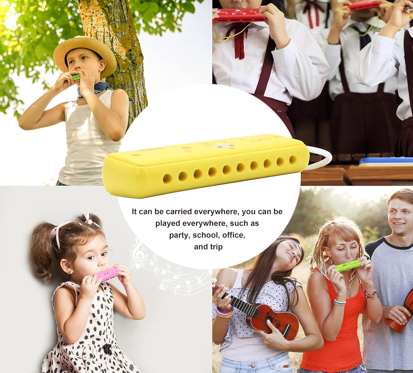 Colored Harmonica for Kids and Beginners - Easy-to-Learn Key of C Instrument - Portable and Lightweight.
