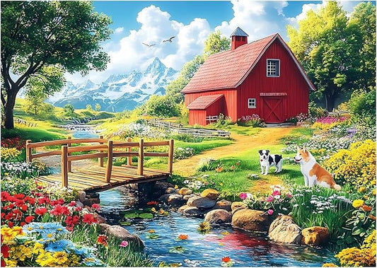 Jeaiciro 100 Piece Puzzles for Kids Ages 4-6 & 8-10, Farm Countryside Jigsaw Puzzle for Kids and Adults Educational Toys Fun Large Pieces Puzzles for Seniors Family Activity Gifts for Kid