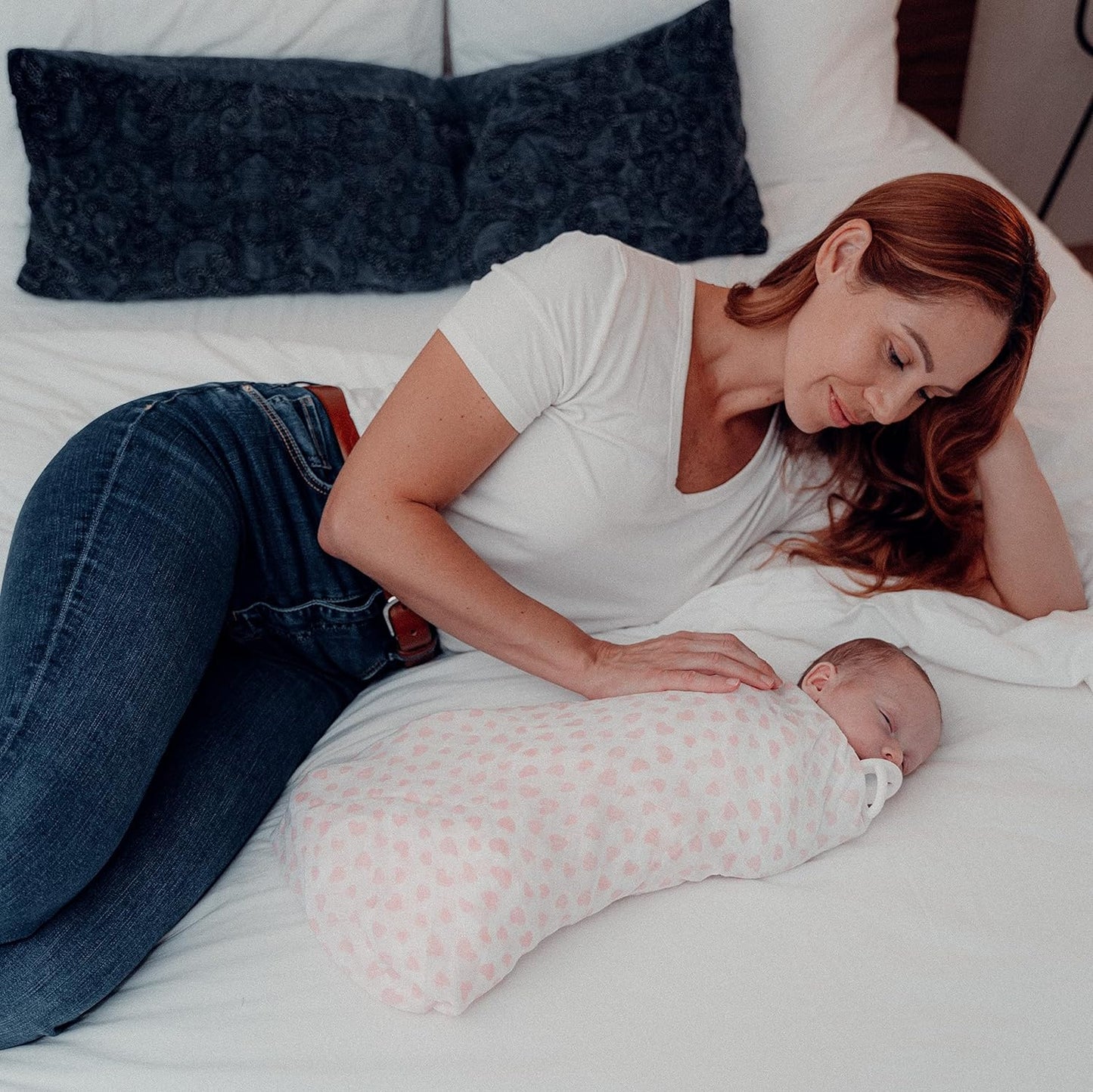 Comfy Cubs Muslin Swaddle Blankets Pack of 4, 47 x 47 Inches, Soft Cotton Baby Blanket Set, Large Multipurpose Swaddling Wraps for Newborns - Self-Soothing Swaddle - Pink