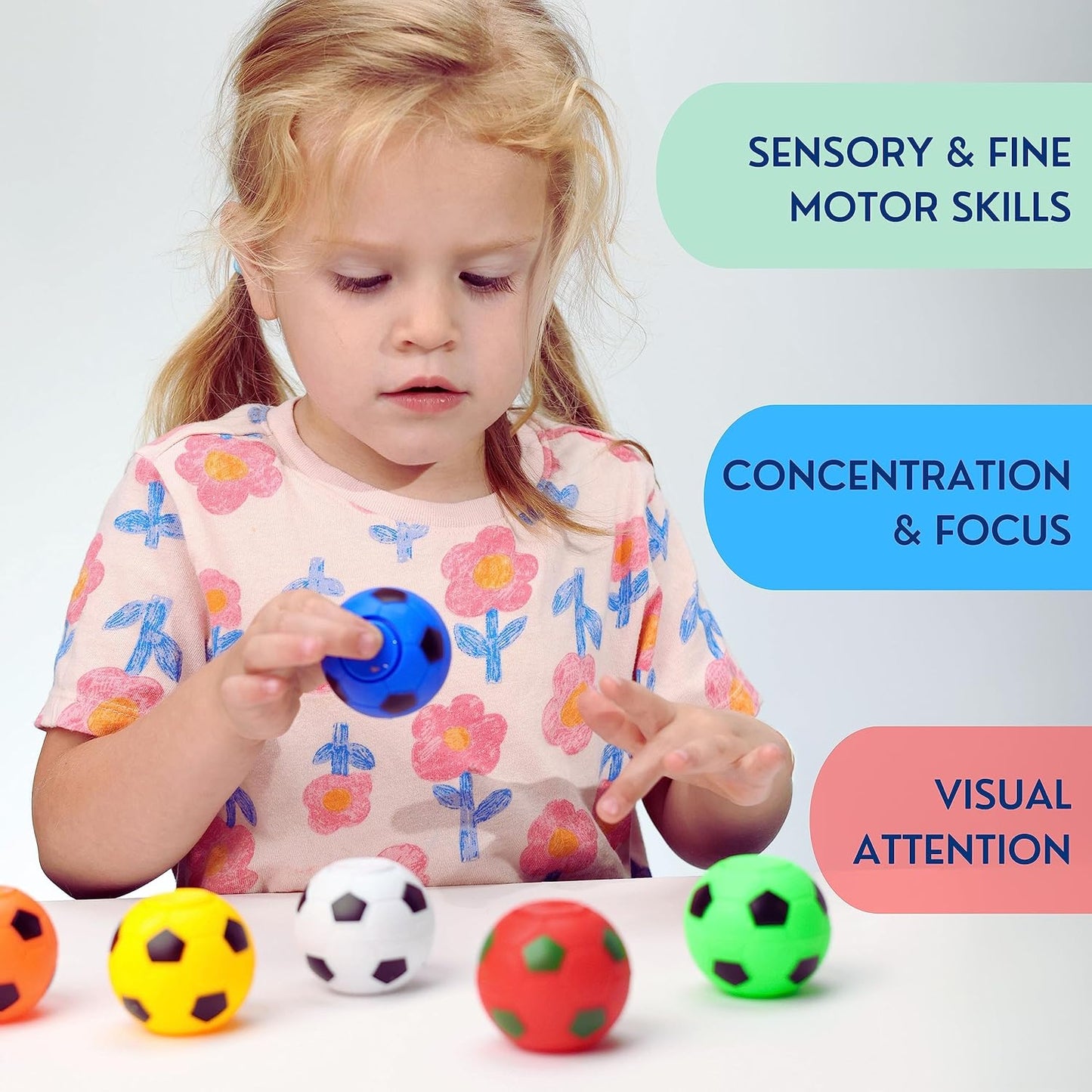 Entervending Fidget Spinners - 2 Inch Stress Balls in The Gift Box - 6 Pcs Soccer Party Favors for Kids - Mini Fidget Spinners - Classroom Prizes - Fidget Spinners for Kids for Kids