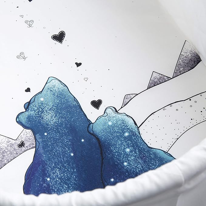 JumpOff Jo - Hypoallergenic Fitted Bassinet Sheet for Baby Boys & Girls - Rectangular, Hourglass & Oval Crib Compatible, Soft, Breathable, Machine Washable - Mama Bear Blue