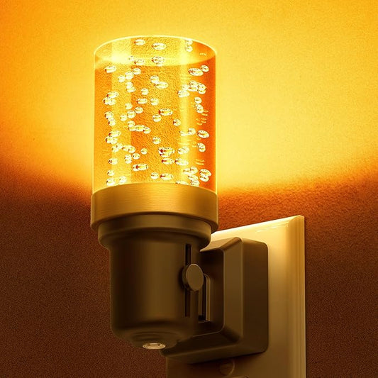 DORESshop LED Night Lights Plug into Wall, Modern Decorative Design Nightlights Plug in, Adjustable Brightness, Dimmable Night Light, Perfect for Adults' Bedroom, Hallway, Bathroom, Amber, 1 Count