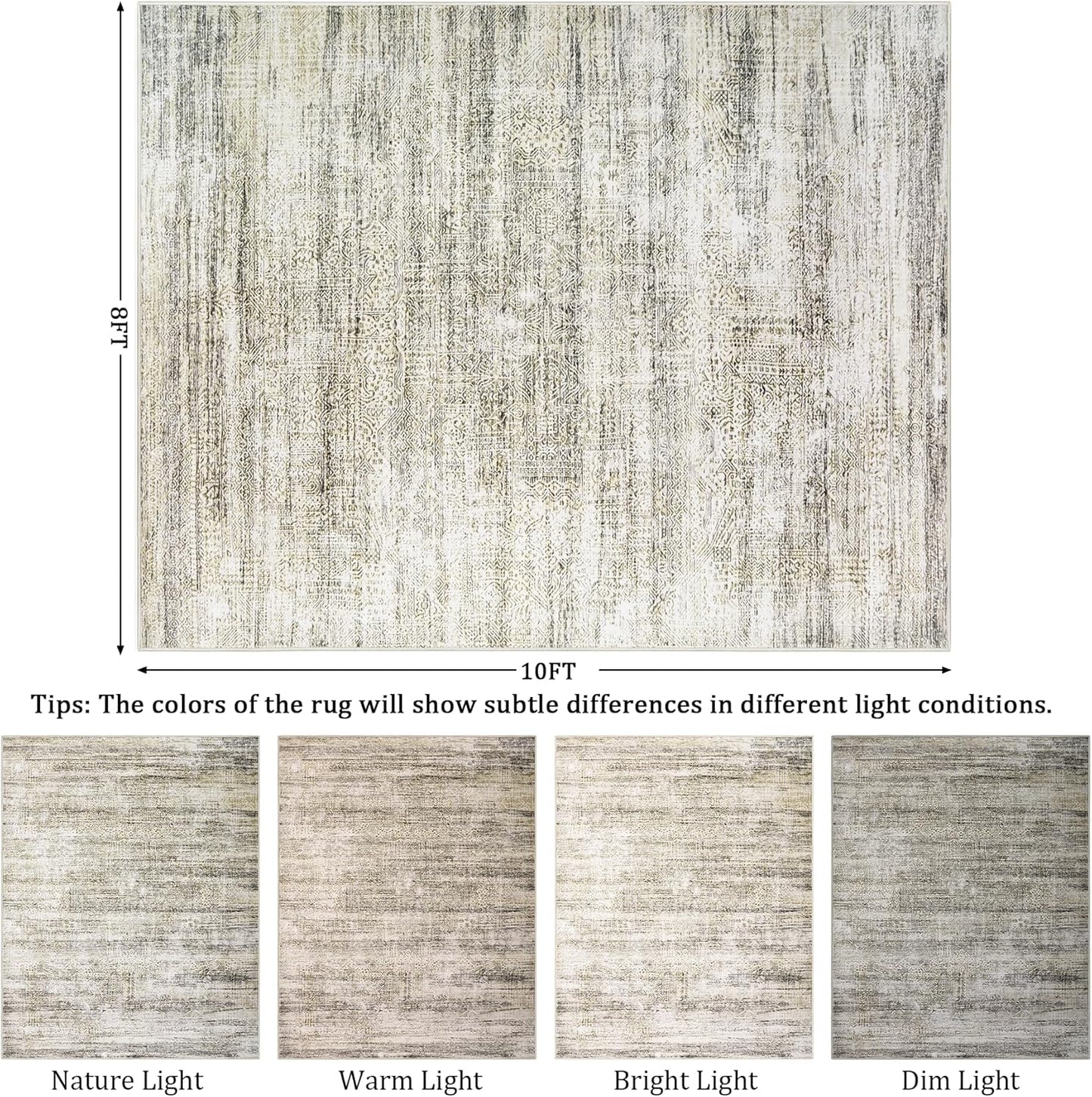 5x7 Area Rug Living Room Rugs - Washable Rug Large Modern Abstract Soft Thin Carpets Indoor Floor No Slip Vintage Carpet for Bedroom Under Dining Table Nursery Home Office Decor Nature