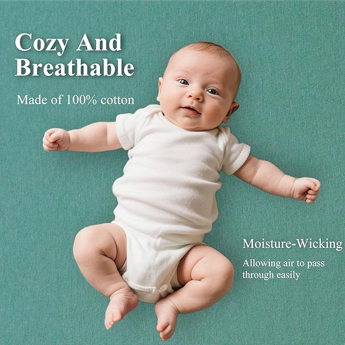 100% Jersey Cotton Bassinet Sheets 20" x 33" Fits Angelbliss, YADAQE, wayfong, Maxi-COSI, BIERUM and Papablic Baby Bassinet, Super Soft and Breathable Fitted Sheets, 3 Pack, Green