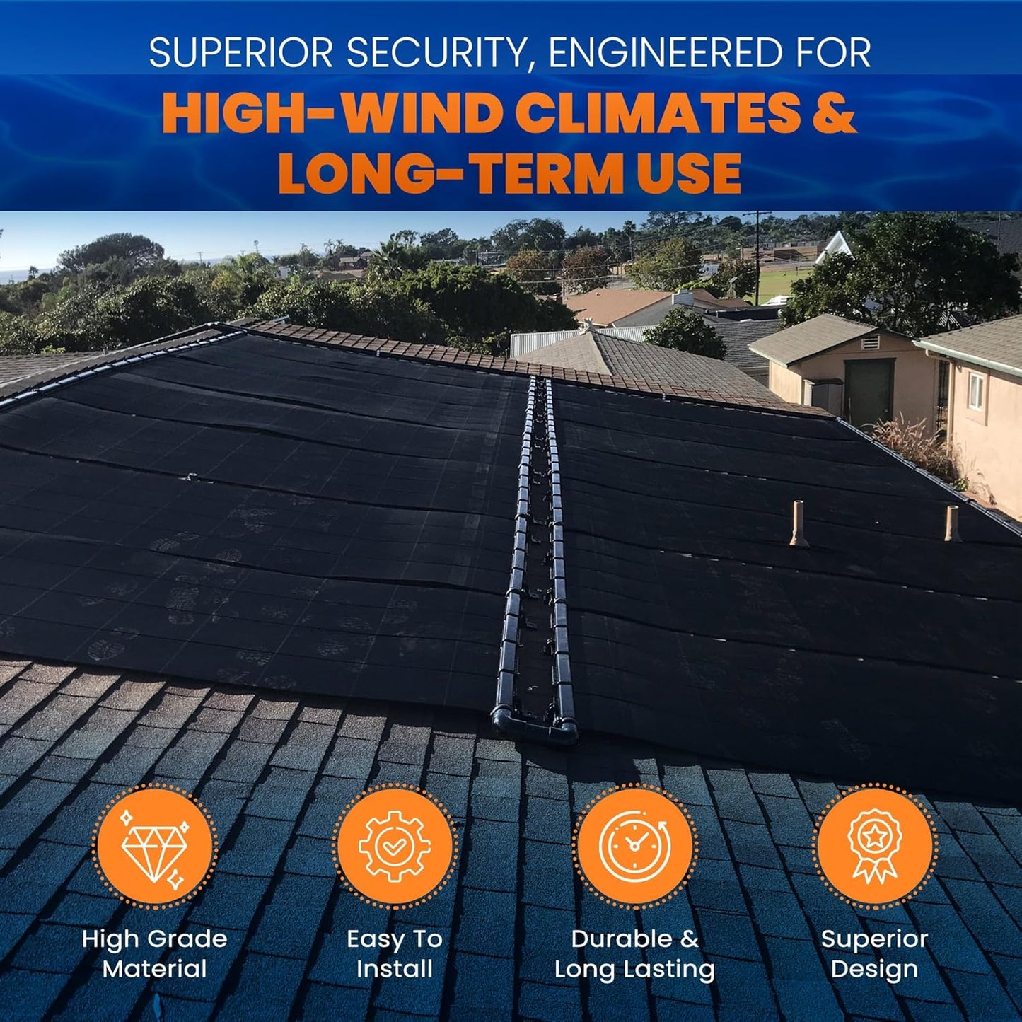 Industrial Grade Solar Pool Heater DIY Kit - Superior High-Wind Strapless Mounting System & Maximum Freeze Resistance (7-4'x6.5' / 182 Square Feet)