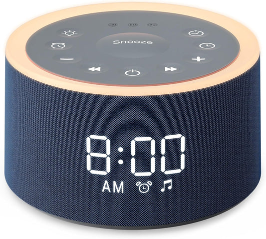 Dreamegg D1+ Sound Machine & Alarm Clock - Sound Machine for Sleep, White Noise Machine with 29 Soothing Sounds, Night Light, 0-100% Dimmable, White Noise Alarm Clock for Bedrooms Adults Baby, Blue