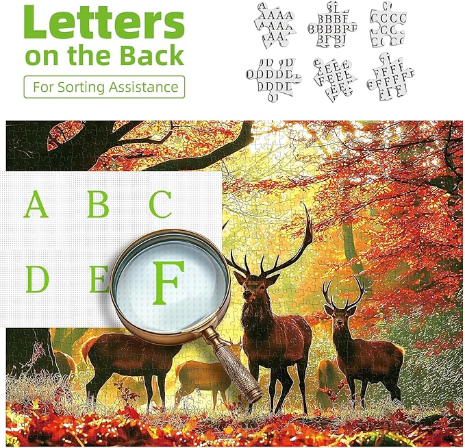 1000 Piece Jigsaw Puzzle for Adults - Autumn Elk Mountain Landscape, Challenging Nature Therapy Puzzle 27.5x19.7 Inch - Difficult & Unique Art Puzzle